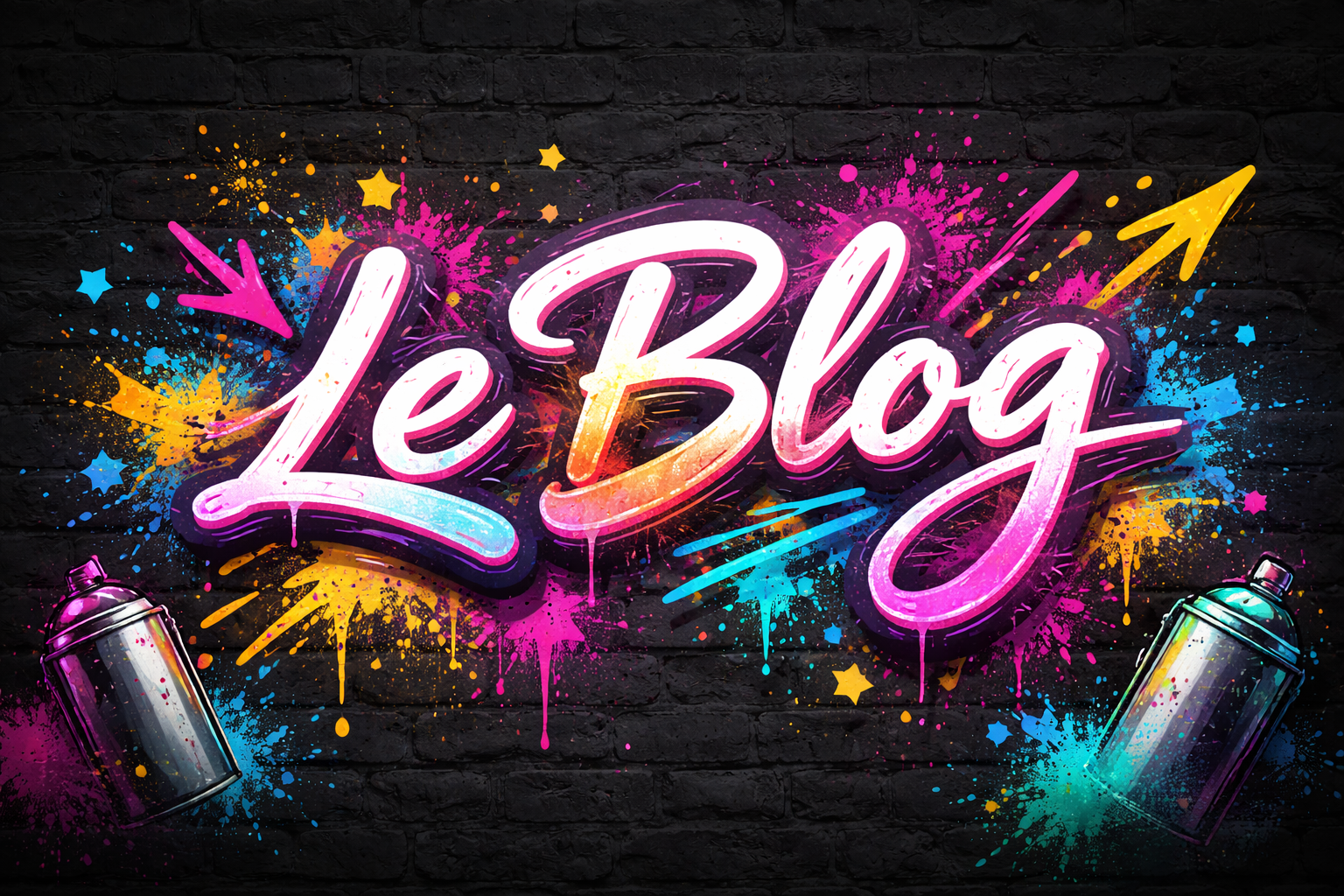 Bannière Le Blog Music Sans Visa style graffiti fond noir